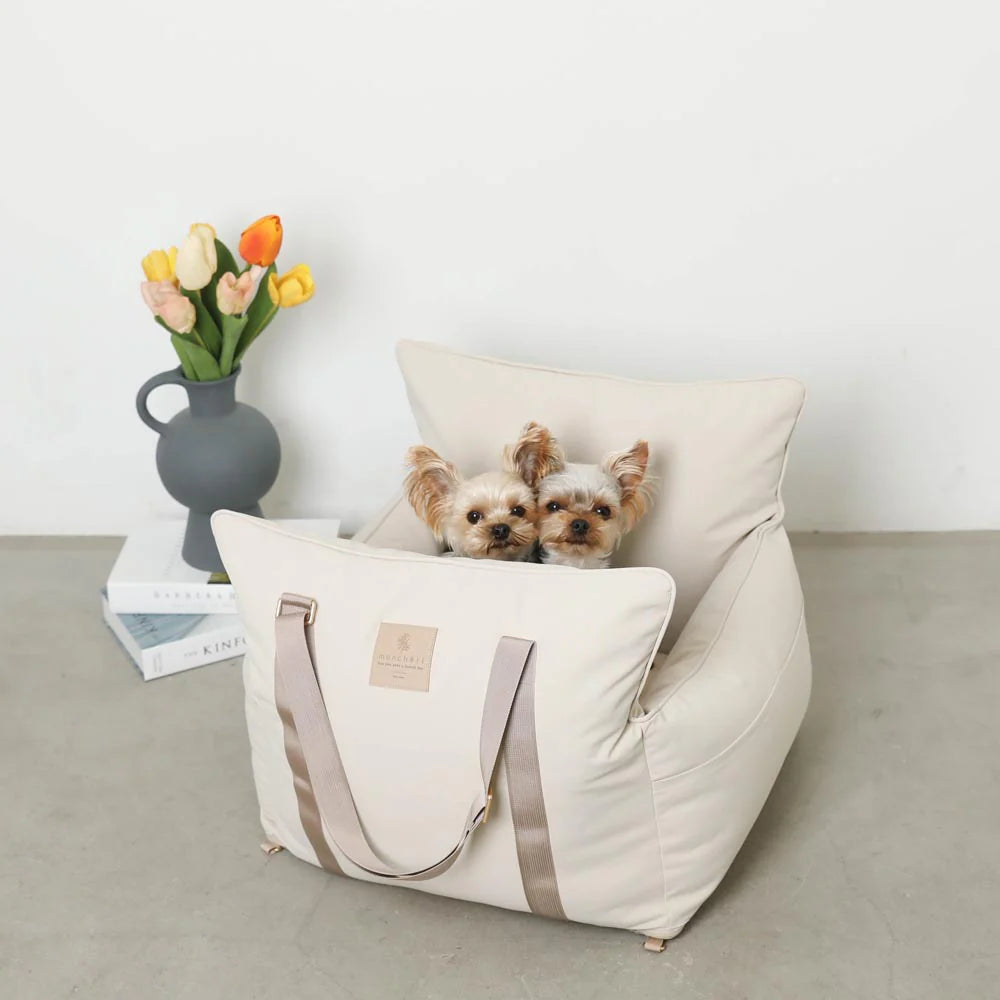 Caninie-Monchéri 2Way Drive Pet Bed Bag with Sun Guard กระเป๋าเบาะนอนสุนัขสำหรับรถยนต์ | กระเป๋าใส่หมาในรถ