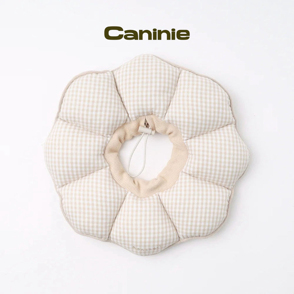 Canine-Monchéri Gingham Check Flower Elizabeth Collar