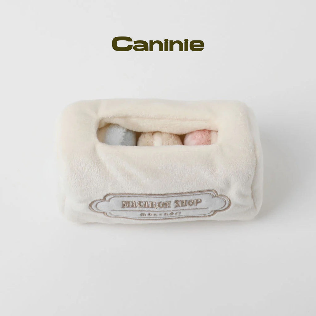 Caninie-Monchéri Macaroon Dog Toy ของเล่นสุนัขมาการอง ของเล่นสุนัขผ้านุ่ม เสริมพัฒนาการสัตว์เลี้ยง