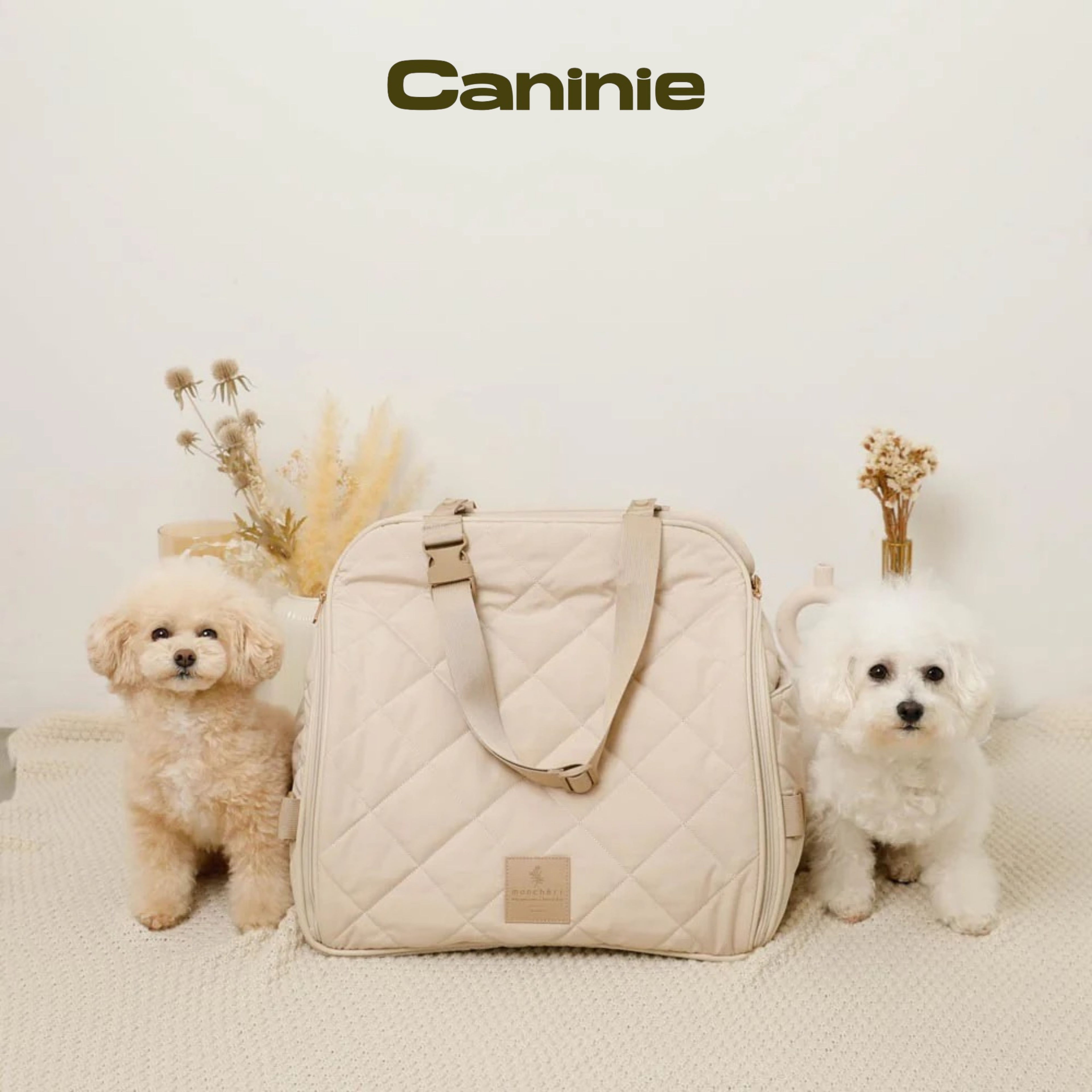 Caninie-Monchéri Quilting Triangle Drive Pet Bag กระเป๋าสะพายสุนัขทรงสามเหลี่ยม | กระเป๋าอุ้มหมา ผ้าควิลท์ พกพาสะดวก สำหรับสุนัขพันธุ์เล็ก