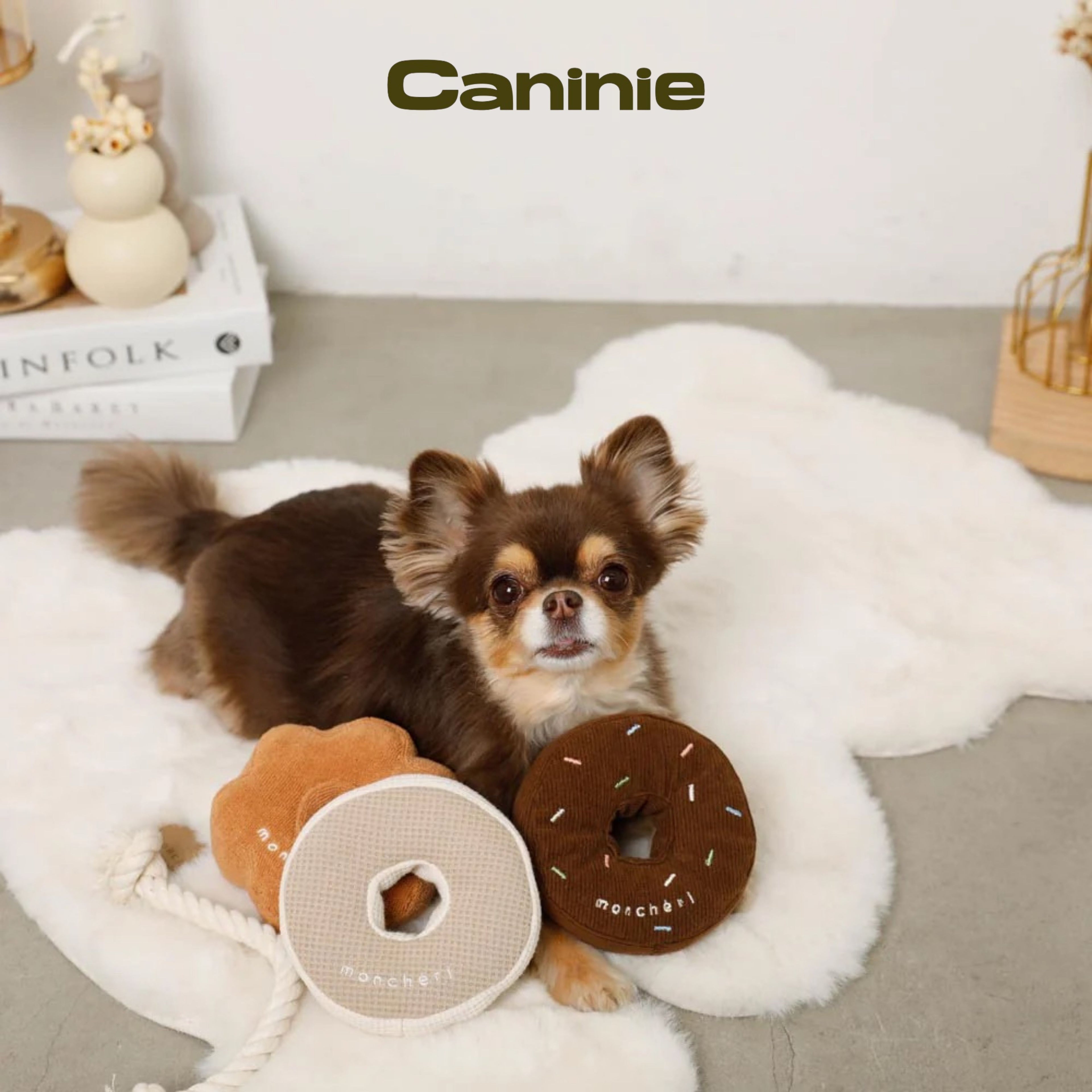 Caninie-Monchéri Nose Work Donut Toy ของเล่นโดนัทซ่อนขนมสำหรับสุนัข ของเล่นฝึกดมกลิ่นสุนัข เสริมพัฒนาการและลดความเครียด