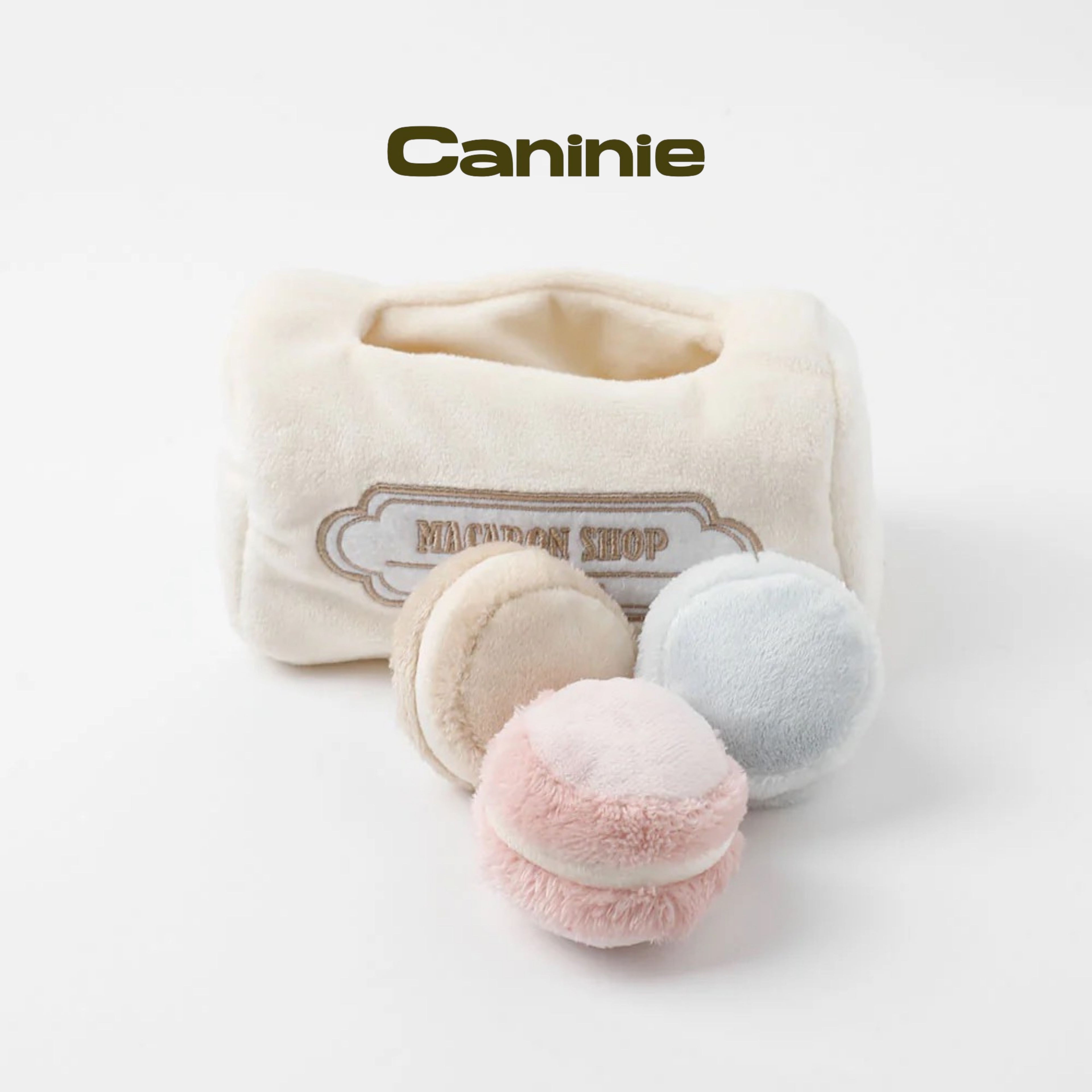 Caninie-Monchéri Macaroon Dog Toy ของเล่นสุนัขมาการอง ของเล่นสุนัขผ้านุ่ม เสริมพัฒนาการสัตว์เลี้ยง