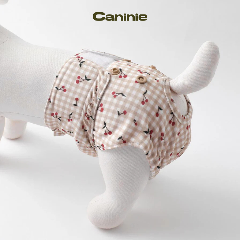 Gingham Check Cherry Print Dog Sanitary Pants - monchéri