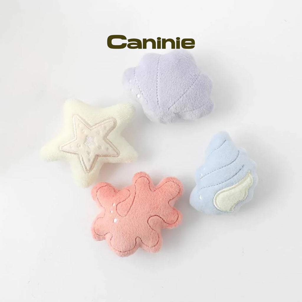 Caninie-Monchéri Friends of Shells Nose Work Toy Set ของเล่นสุนัขซ่อนขนม เซตหอยทะเล พร้อมถุงผ้ารูด ของเล่นฝึกดมกลิ่นสุนัข