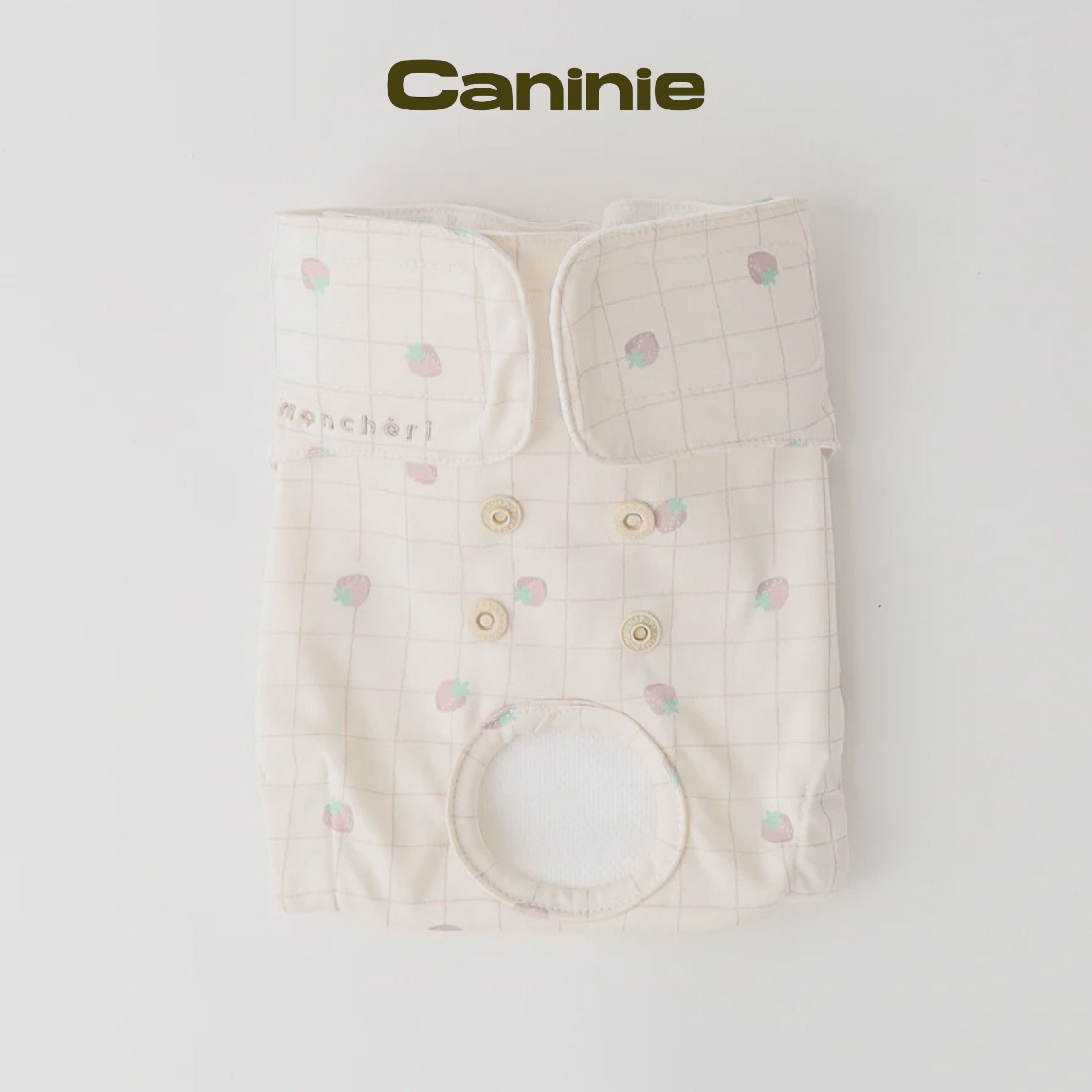 Caninie-monchéri กางเกงอนามัยสุนัข ลายสตรอว์เบอร์รี่ตาราง