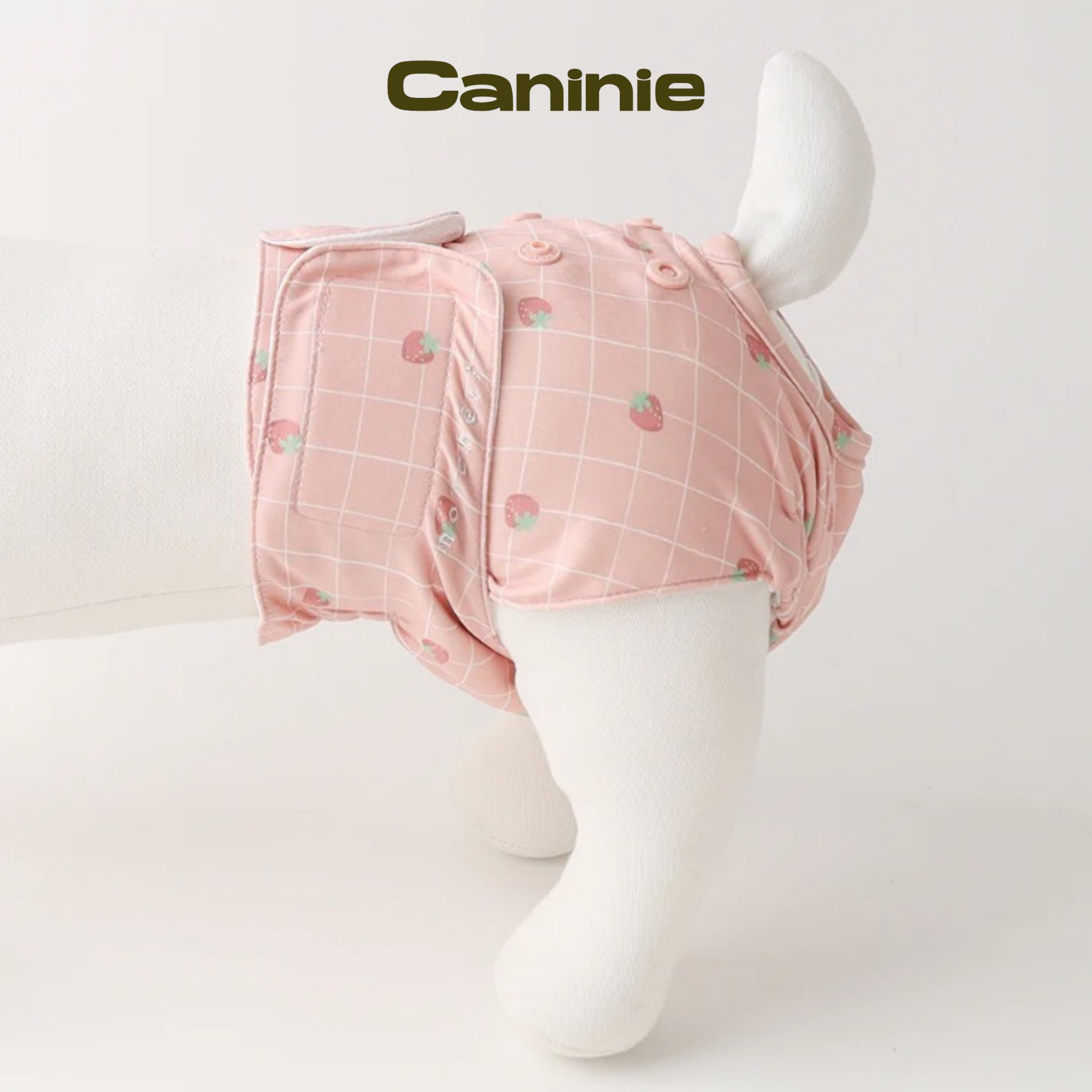 Caninie-monchéri กางเกงอนามัยสุนัข ลายสตรอว์เบอร์รี่ตาราง