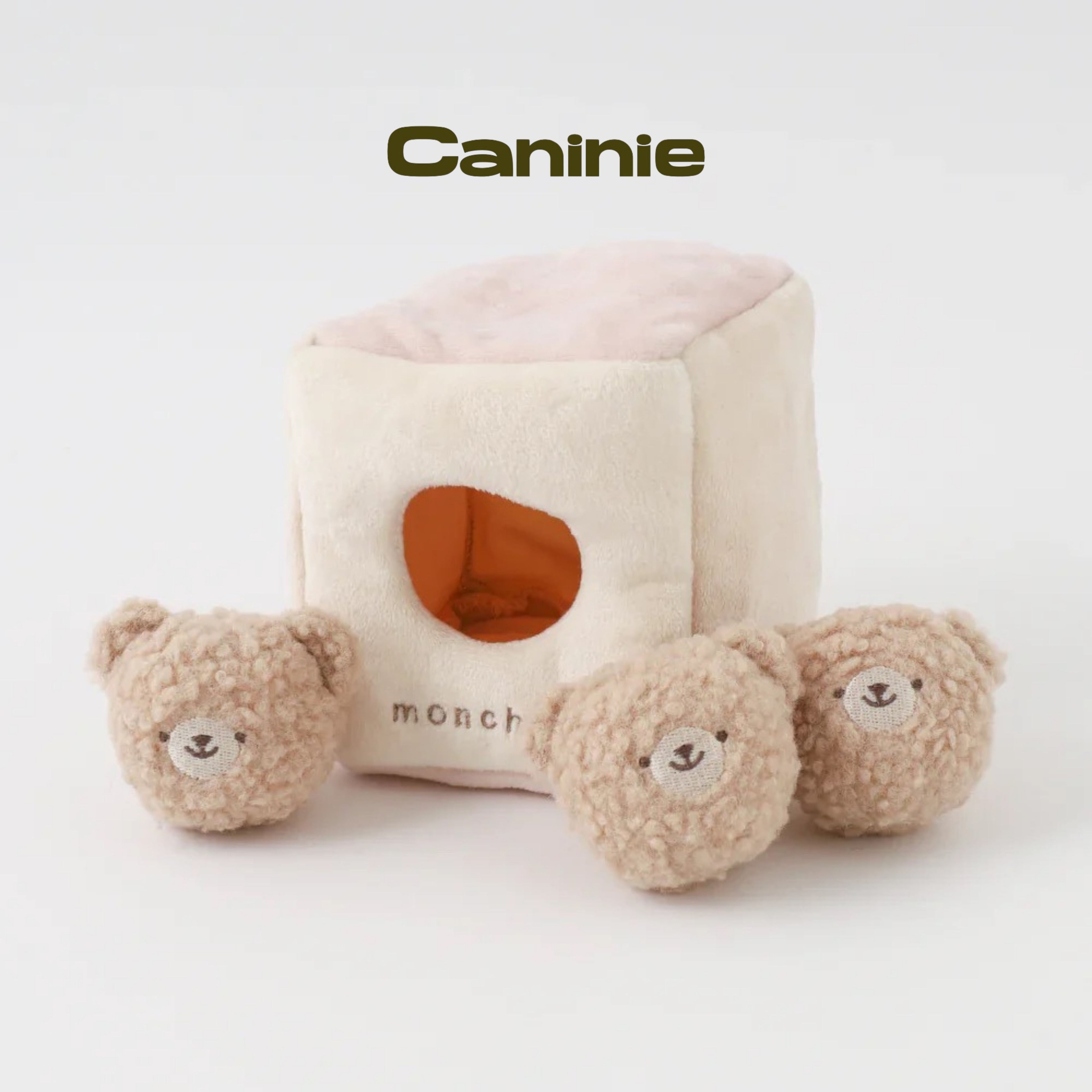 Caninie-Monchéri Kuma-san Bore Ball ของเล่นสุนัขลูกบอลหมี ของเล่นสุนัขผ้านุ่ม
