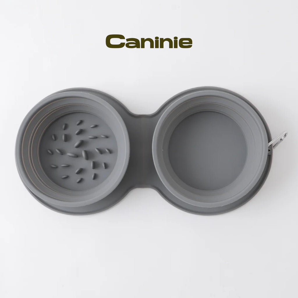 Canine-Monchéri  Silicon Compact Double Food Bowlชามอาหารสัตว์เลี้ยงซิลิโคนแบบคู่ พับได้