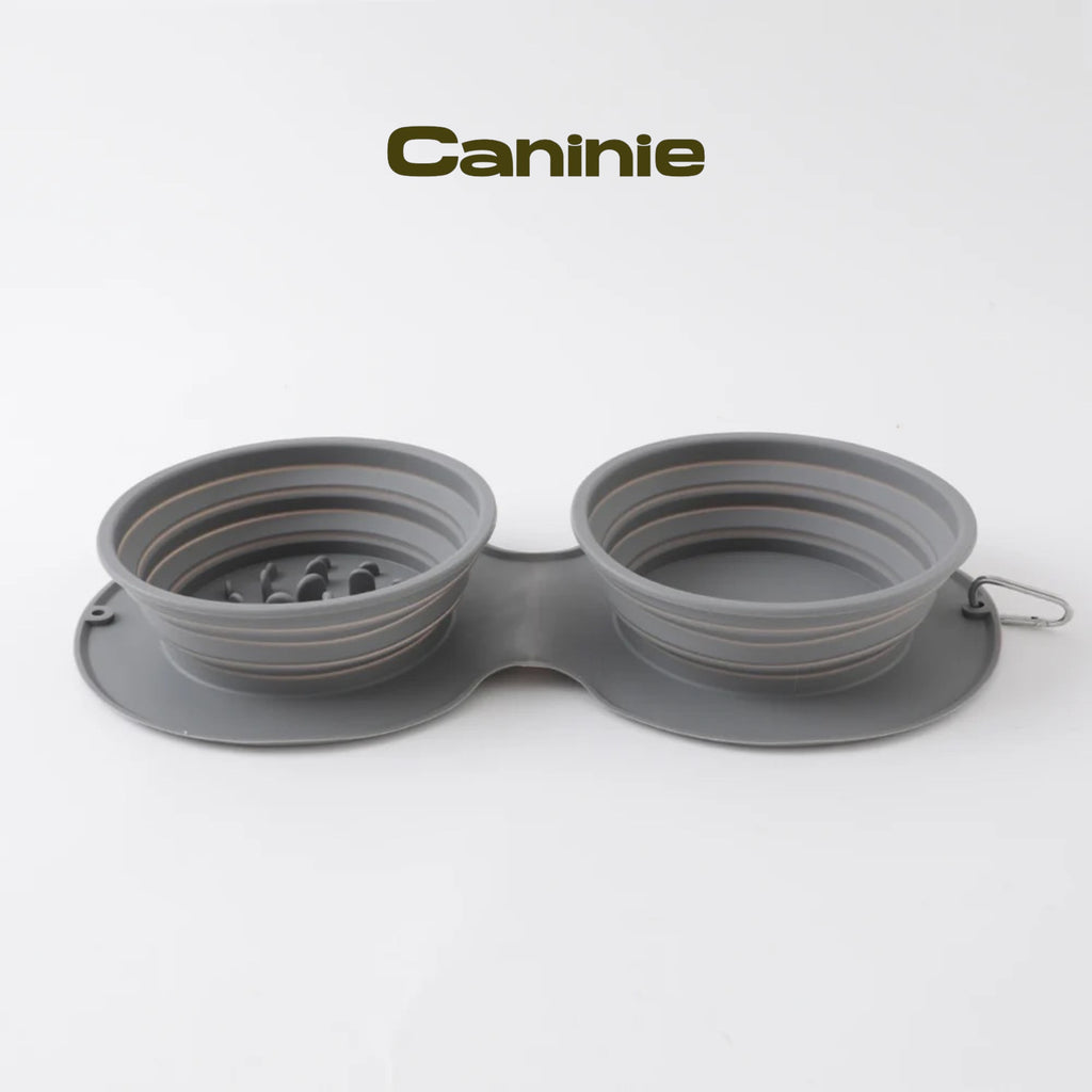 Canine-Monchéri  Silicon Compact Double Food Bowlชามอาหารสัตว์เลี้ยงซิลิโคนแบบคู่ พับได้