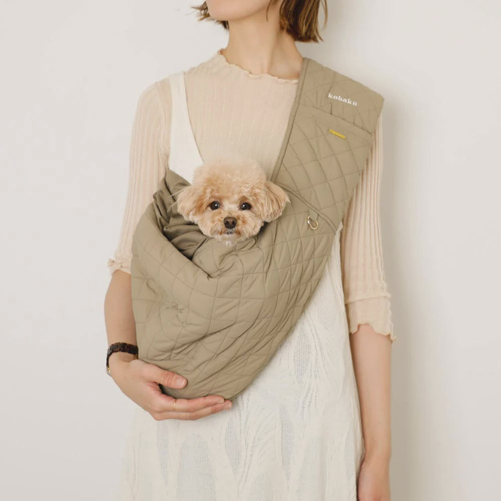 Caninie-Monchéri รุ่น Quilted Mesh Sling | กระเป๋าอุ้มสุนัขแมวแบบสลิง ระบายอากาศดี Quilted Mesh Sling (Khaki Beige / M)