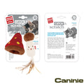 Caninie-GiGwi Catch & Scratch 2-in-1 Separable Mushroom ของเล่นแมว Catnip ขนนก ผ้ากรอบแกรบ ของเล่นแมวซ่อนอาหาร ของเล่นแมวไล่จับ