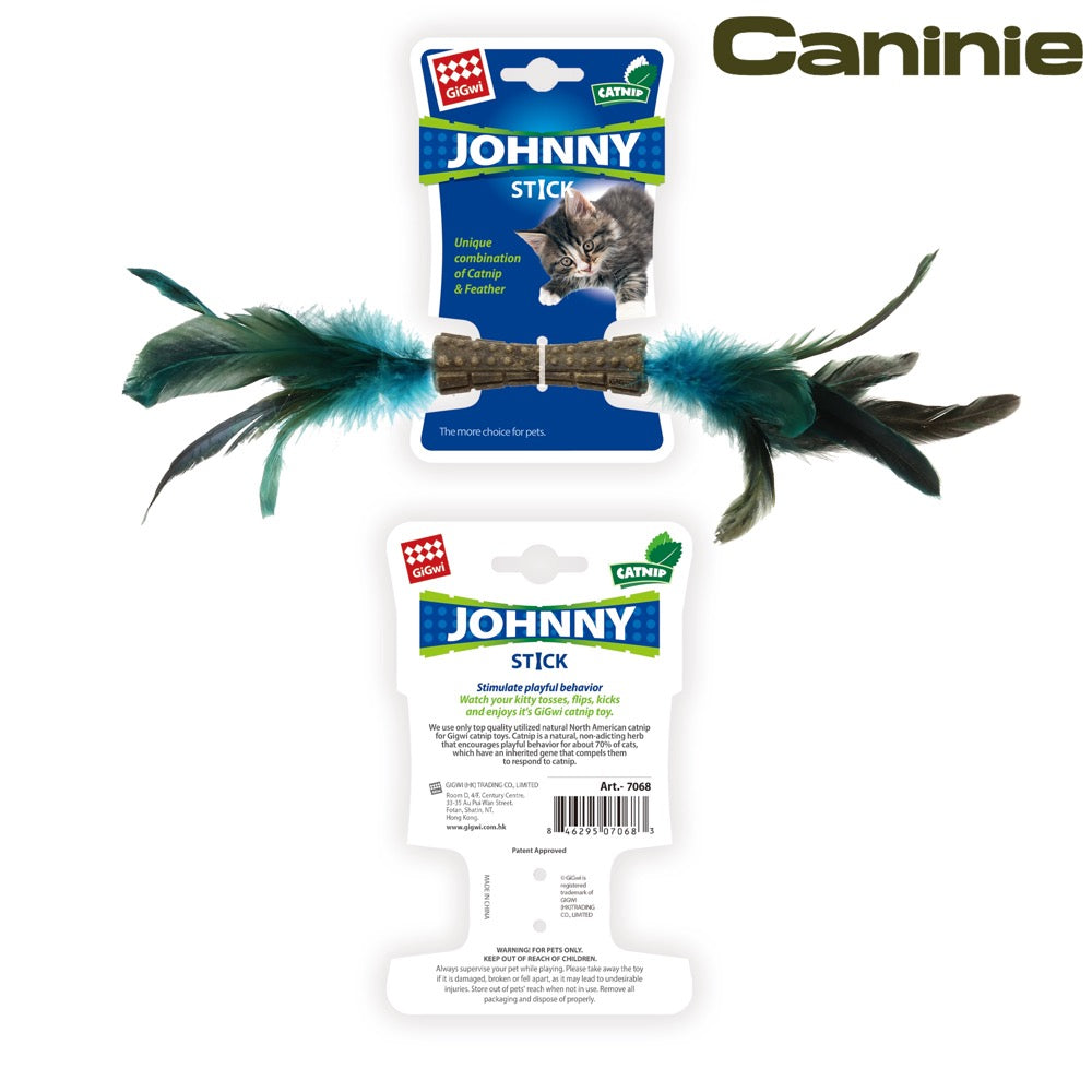 Caninie-GiGwi Johnny Stick Catnip ก้านแคทนิปอัดแท่ง ขนนกคู่ ของเล่นแมวกัดแทะ ช่วยทำความสะอาดฟัน