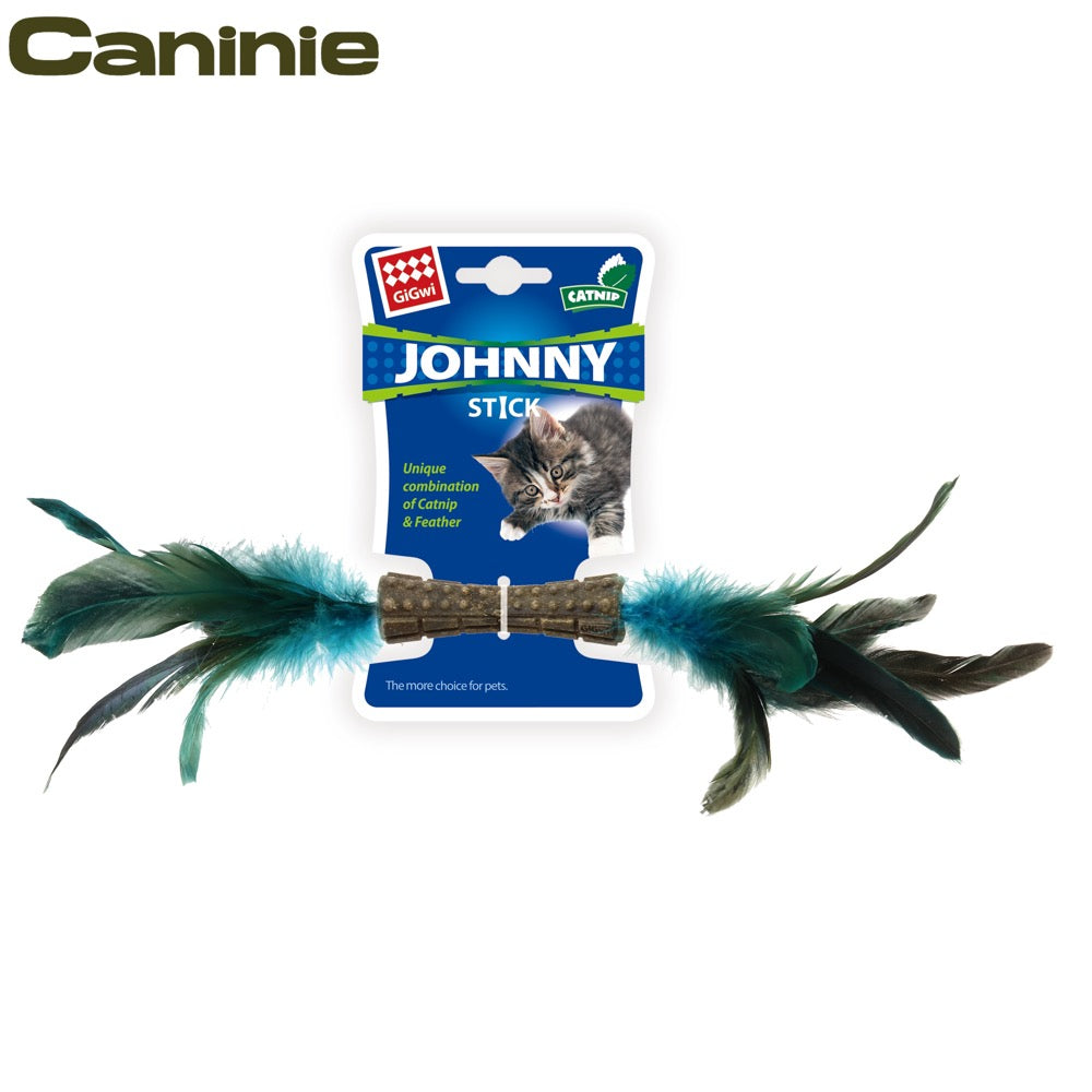 Caninie-GiGwi Johnny Stick Catnip ก้านแคทนิปอัดแท่ง ขนนกคู่ ของเล่นแมวกัดแทะ ช่วยทำความสะอาดฟัน