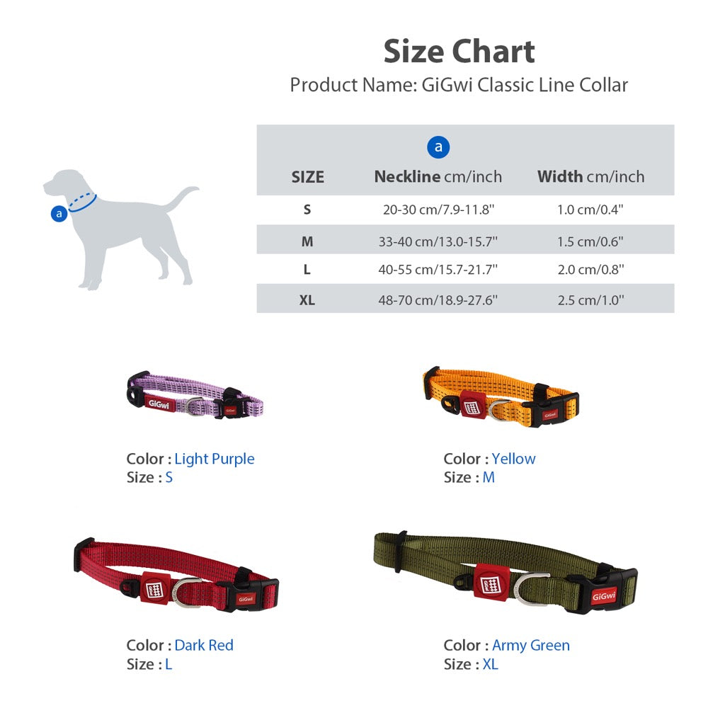 Caninie ปลอกคอหมาแบบเรียบ ปรับขนาดได้ Gigwi