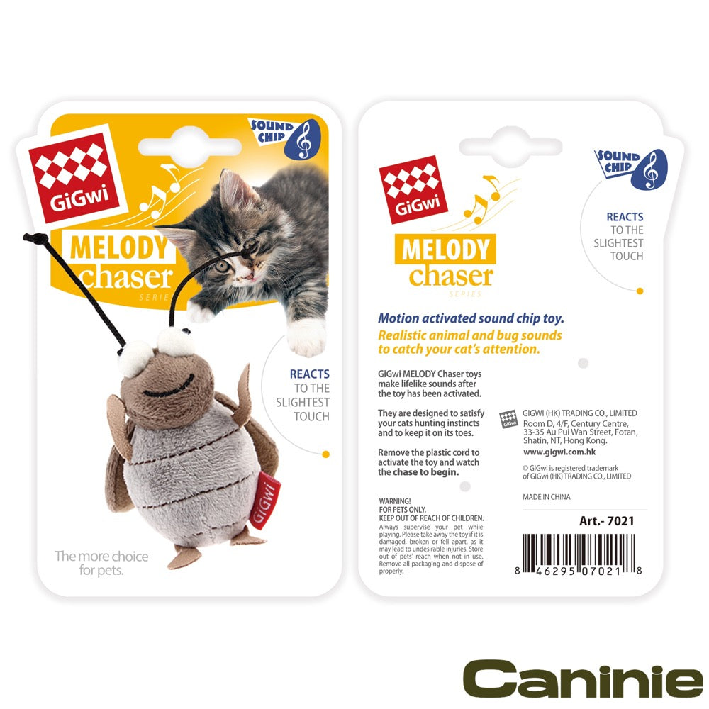 Caninie-GiGwi Melody Chaser Cricket ตุ๊กตาจิ้งหรีดมีเสียง ของเล่นแมวเสียงแมลง Motion Sensor พร้อม Catnip
