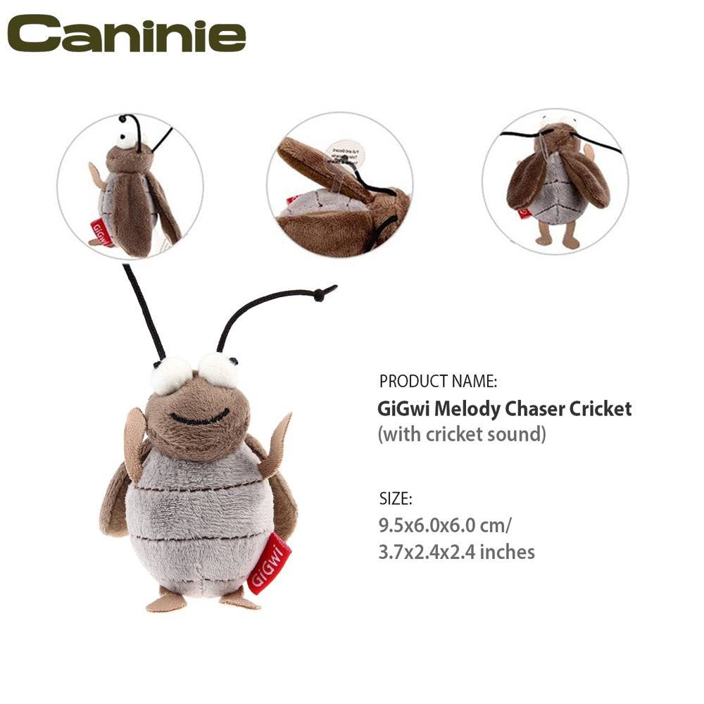 Caninie-GiGwi Melody Chaser Cricket ตุ๊กตาจิ้งหรีดมีเสียง ของเล่นแมวเสียงแมลง Motion Sensor พร้อม Catnip