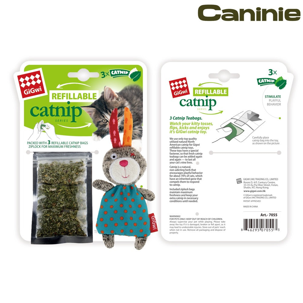 Caninie-GiGwi Refillable Catnip Sheep ตุ๊กตาแกะใส่แคทนิปได้ ของเล่นแมวซักได้ พร้อมถุง Catnip