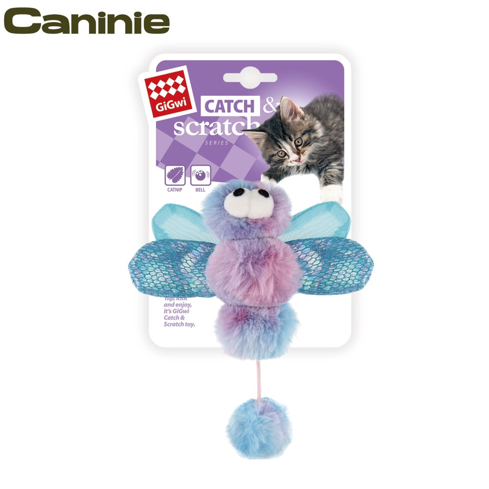 Caninie-GiGwi Catch & Scratch ของเล่นแมวขนนก มีเสียงกระดิ่ง พร้อม Catnip ของเล่นแมวไล่จับ ของเล่นแมวเสริมสัญชาตญาณล่า