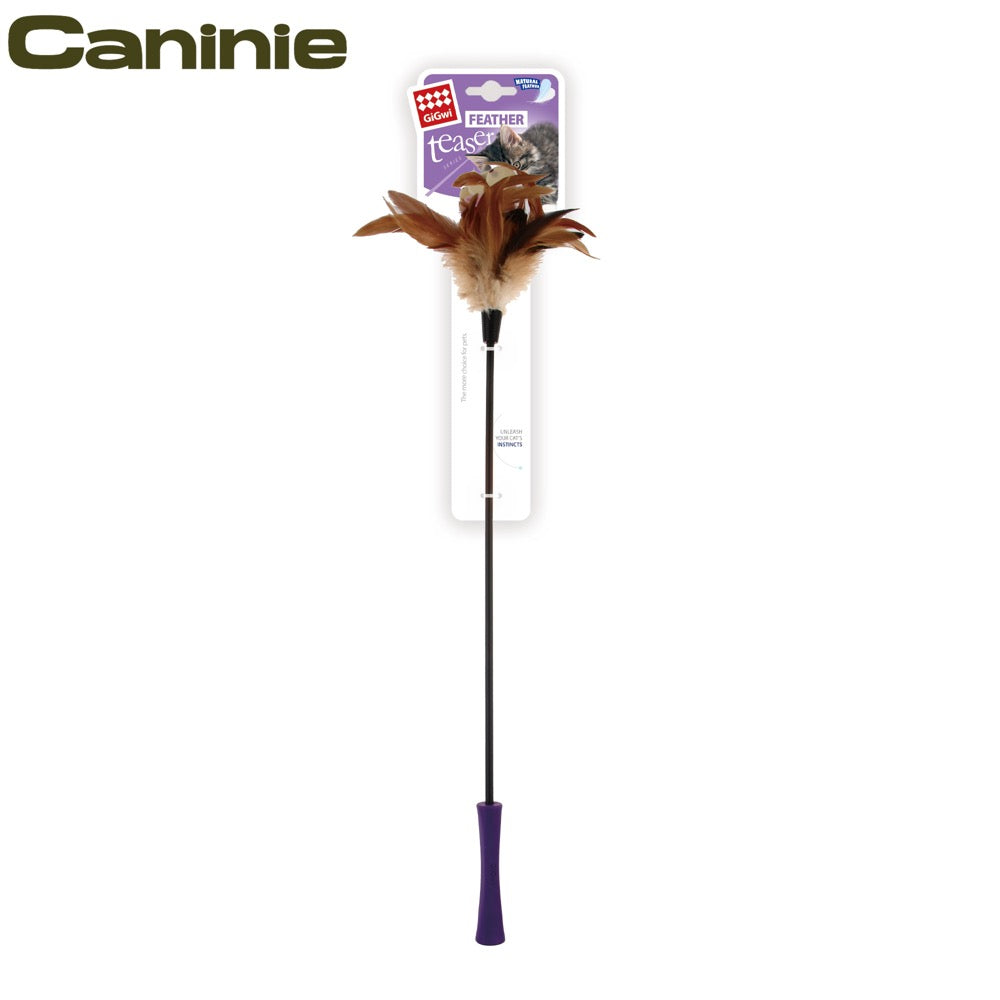 Caninie Elastic Feather Teaser Stick ไม้ล่อแมวขนนก เชือกยางยืด กระตุ้นสัญชาตญาณล่า