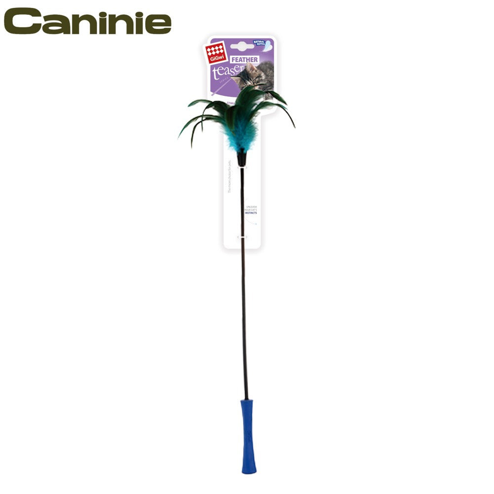 Caninie Elastic Feather Teaser Stick ไม้ล่อแมวขนนก เชือกยางยืด กระตุ้นสัญชาตญาณล่า