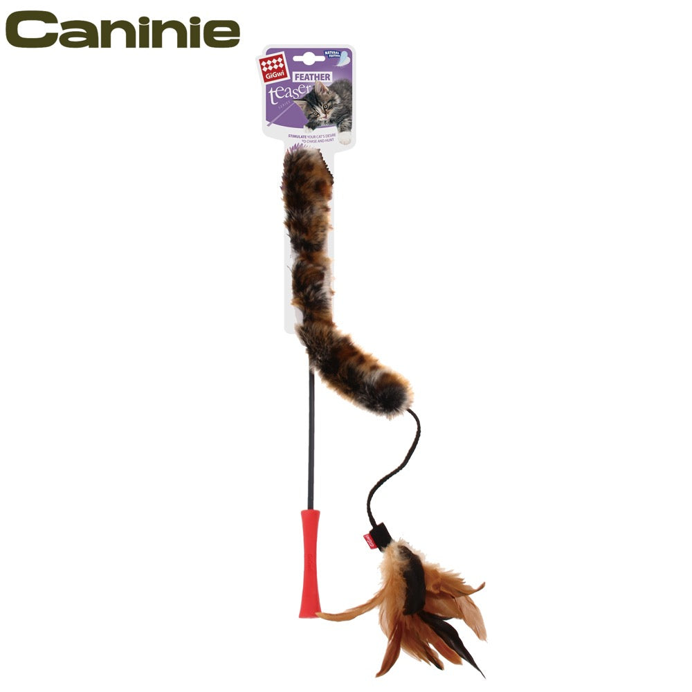 Caninie ไม้ตกปลาแมวขนนก Fishing Teaser Stick เชือกยืด