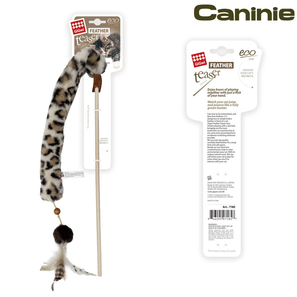 Caninie-GiGwi Feather Teaser Eco ไม้ล่อแมวขนนก กระดิ่ง ไม้ตกแมว ของเล่นแมวแบบคันเบ็ด Cat Teaser Wand