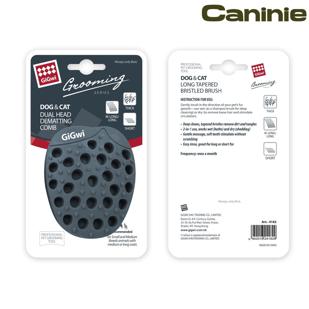 Caninie แปรงหวีขนสำหรับสัตว์เลี้ยงใช้ได้ทั้งขณะขนแห้งและหลังอาบน้ำGigwi