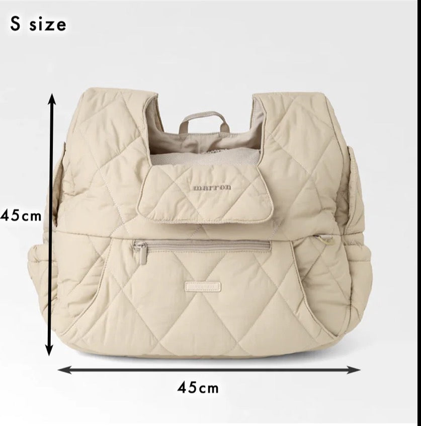 Caninie-Monchéri Quilting Mesh Front Rucksack กระเป๋าเป้ใส่สุนัขตาข่ายด้านหน้า ผ้าควิลท์ | กระเป๋าสัตว์เลี้ยงสะพายหลัง ระบายอากาศ