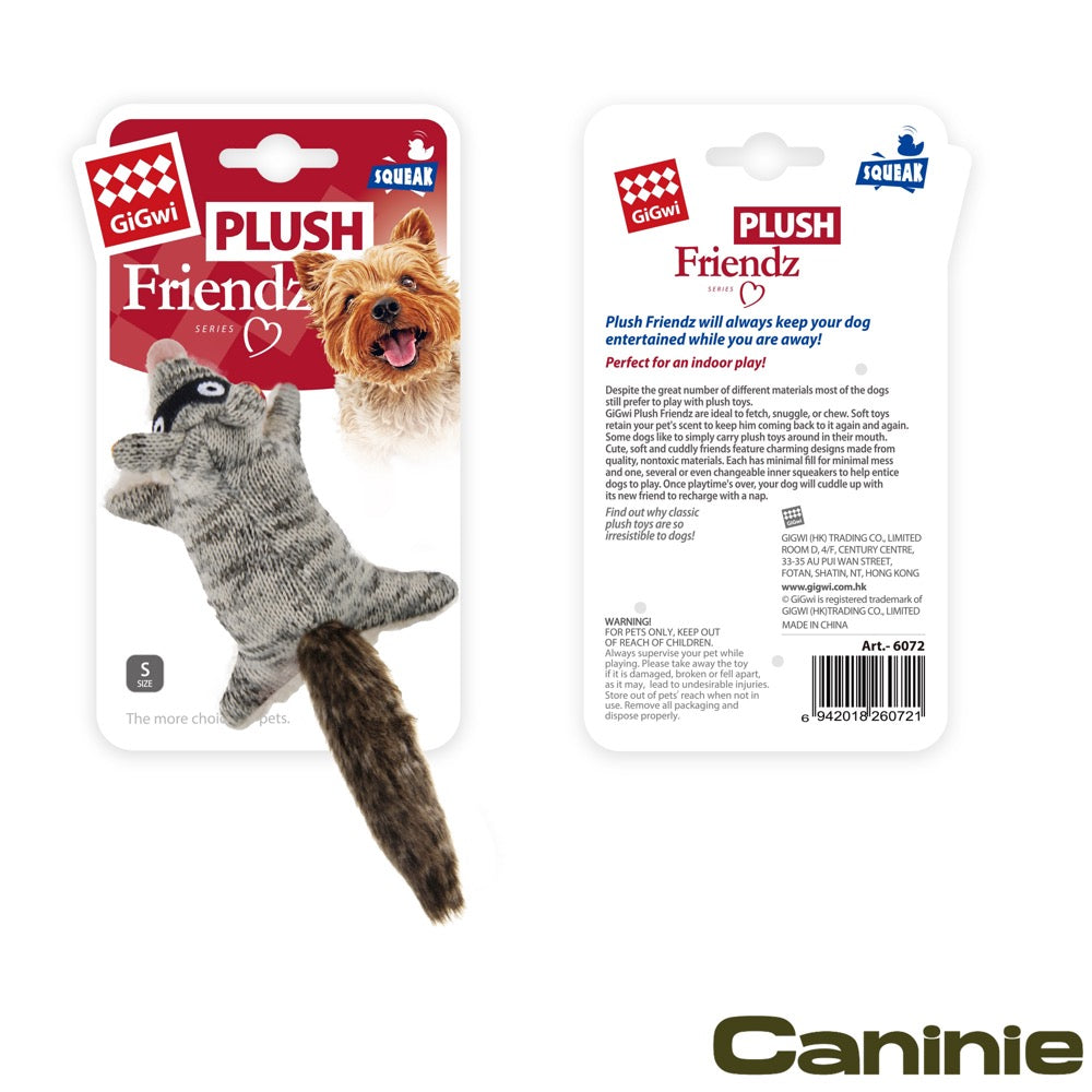 Caninie ของเล่นสุนัขรุ่น Plush Friendz ดีไซน์รูปแรคคูน ผลิตจากวัสดุผ้านุ่ม